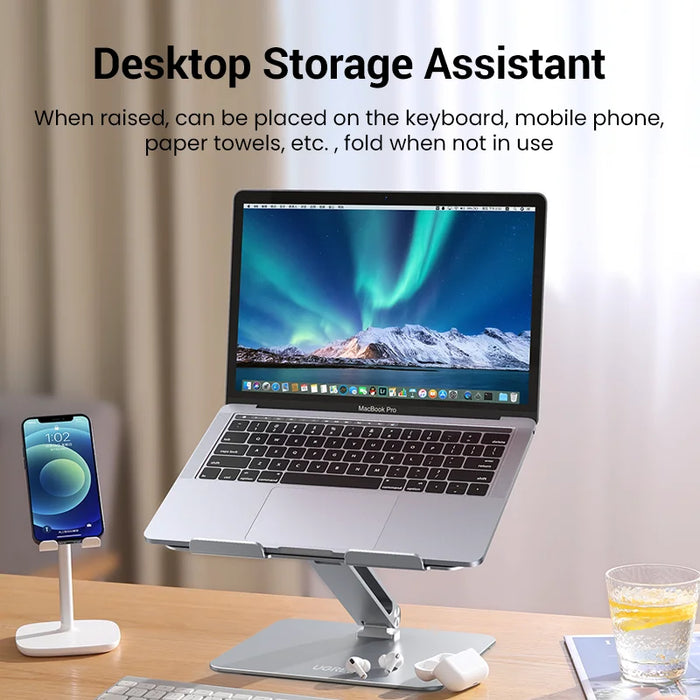 Foldable laptop stand and vertical holder for MacBook and PC