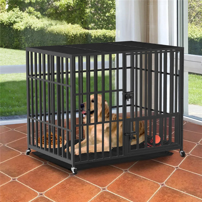 Extra-Large Dog Cage with Removable Plastic Tray for Easy Cleaning