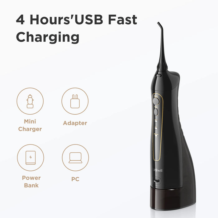Cordless Water Dental Flosser Portable Oral Irrigator White USB IPX7