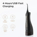 Cordless Water Dental Flosser Portable Oral Irrigator White USB IPX7