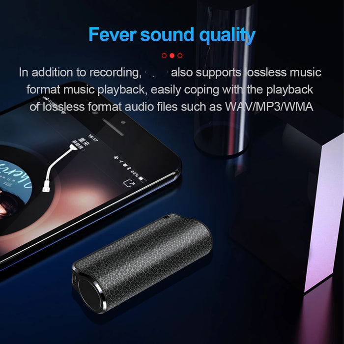 Black 16GB Mini Digital Voice Recorder with Magnetic Dictaphone and MP3 Playback