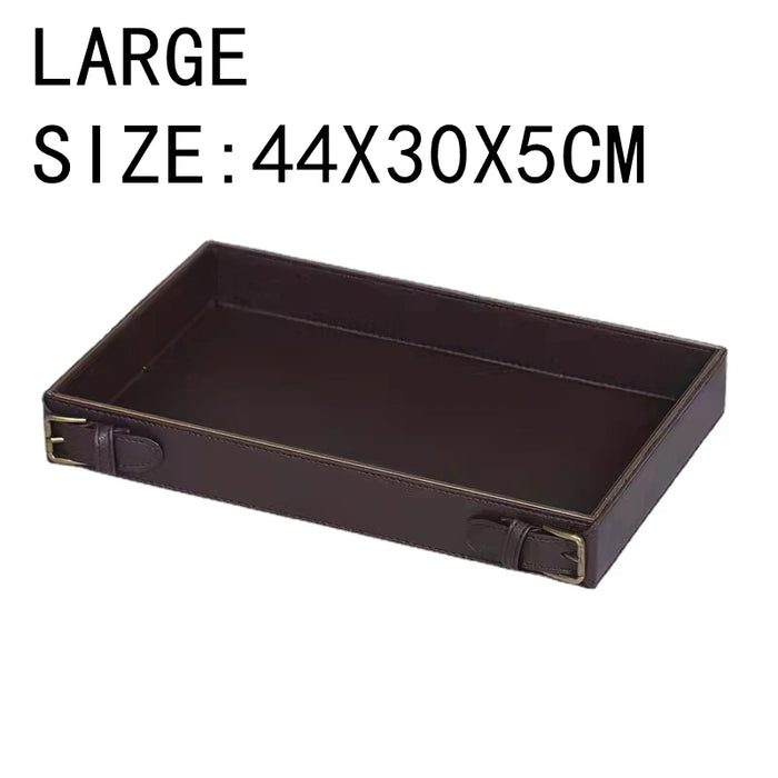 Rectangular Leather Tray – Belt Buckle Accent Home Decor LARGE RECTANGLE