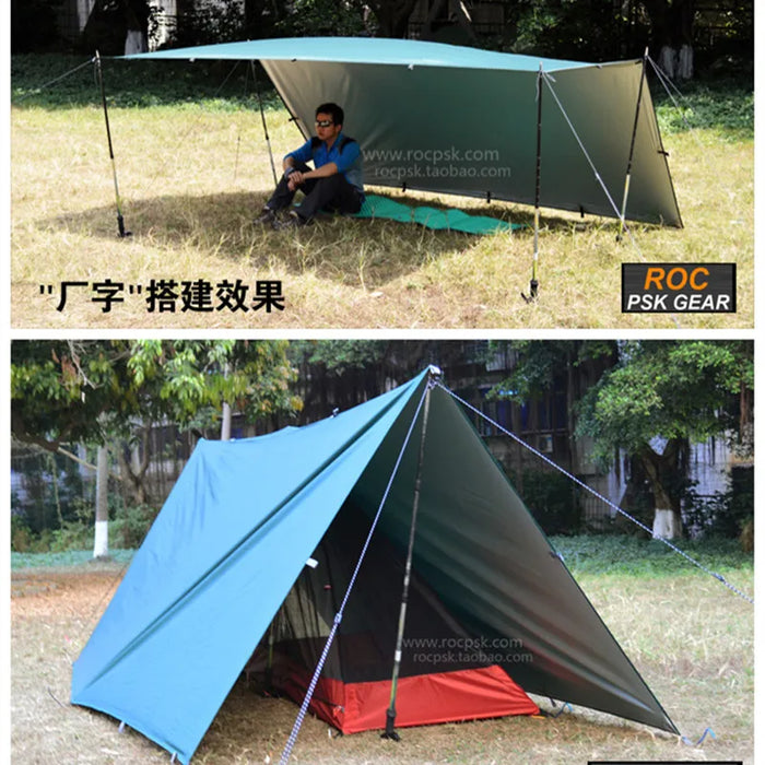 Green 3x4M Ultralight Waterproof Tarp for Camping & Outdoor Use