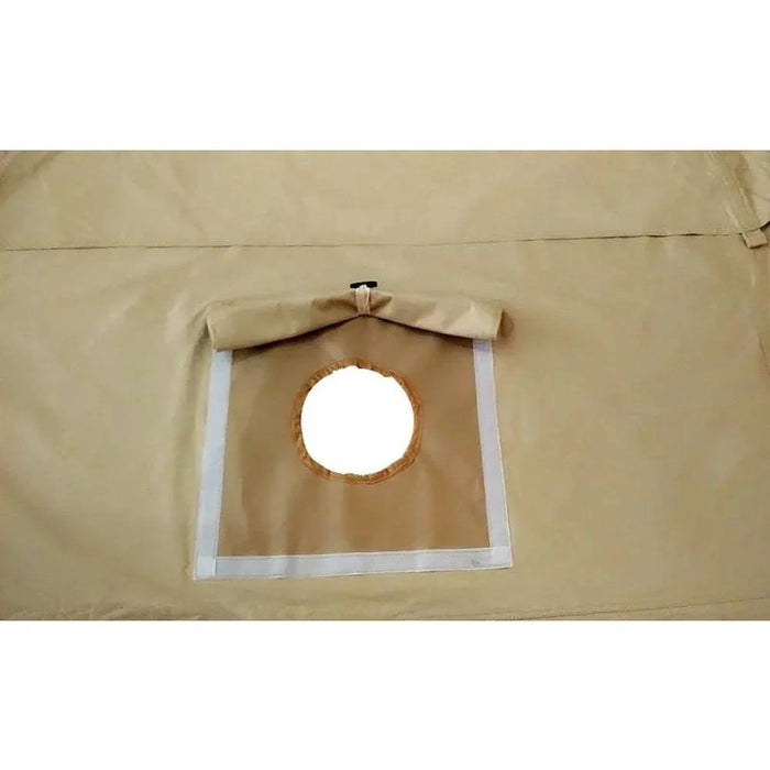 Package contents including tent cover, poles, guy ropes, and nails
