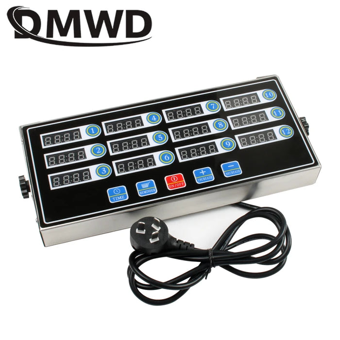 Dual Voltage 12-Group Kitchen Timer with Countdown Stopwatch