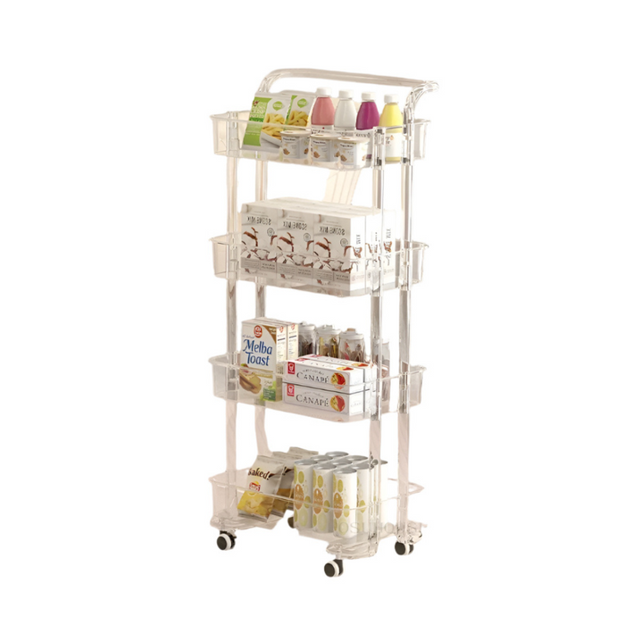 Multi-Tier Rolling Organizer Cart for Kitchen, Bathroom & More 4 layers-transparent
