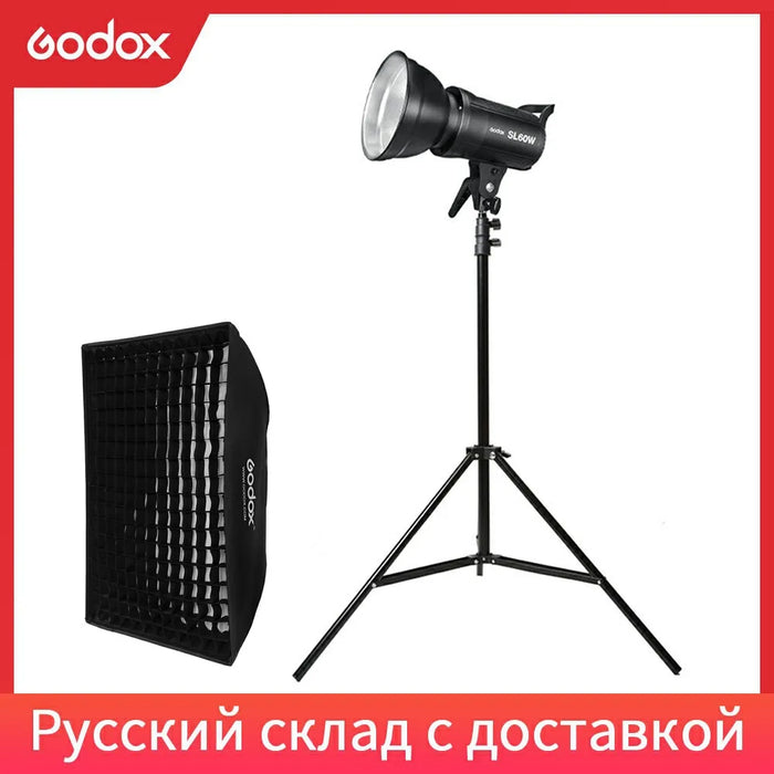 Studio LED Light Set with Grid Softbox and Stand