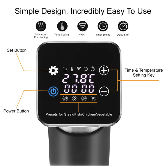 Stainless Steel Sous Vide Immersion Circulator with APP Control