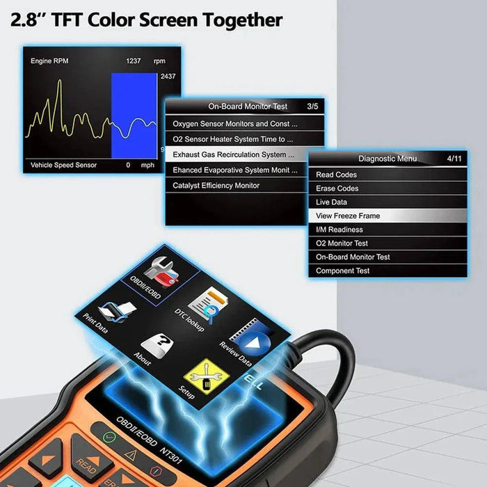 OBD2 Scanner with Live Data Display for real-time vehicle analysis