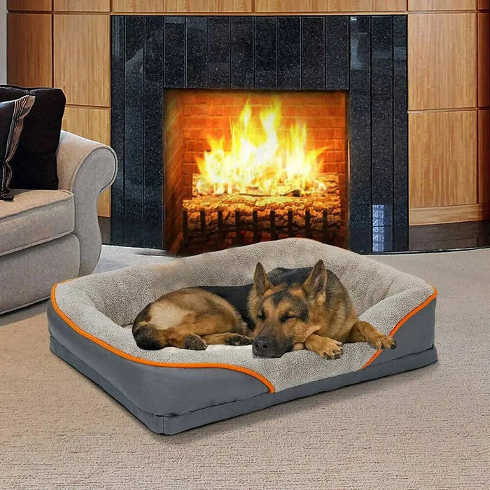 Waterproof lining Orthopedic Dog Bed with artificial fleece cover for warmth and softness, perfect for cold weather