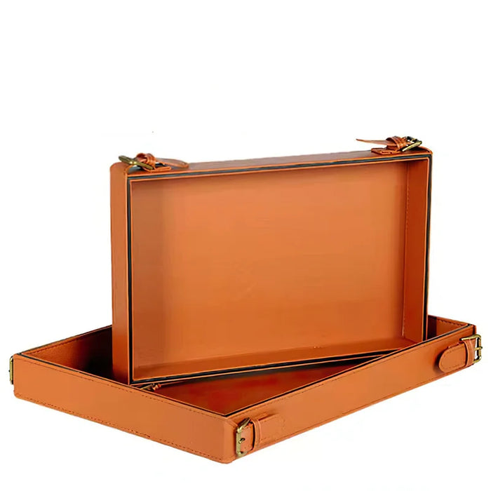 Rectangular Leather Tray – Belt Buckle Accent Home Decor LARGE ROUND