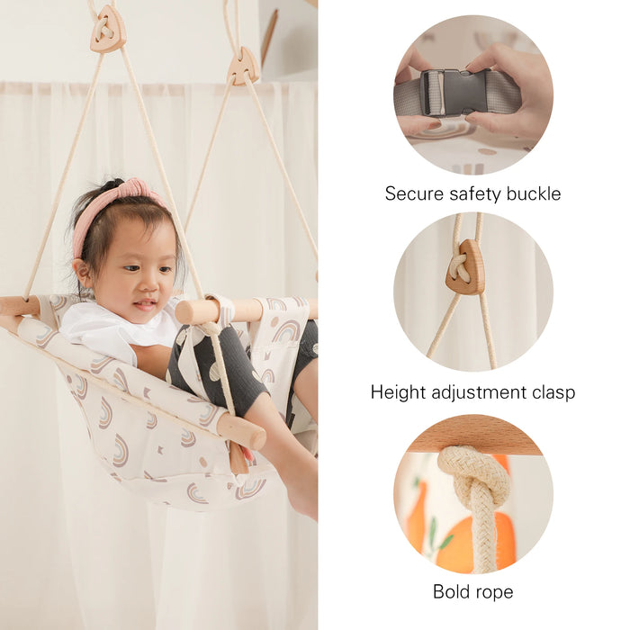Outdoor Baby Bouncer Chair, Canvas & Wood