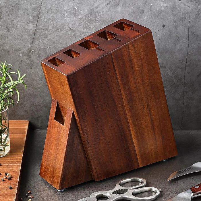 Wooden Knife Holder Rack with Storage Slots Kitchen Countertop