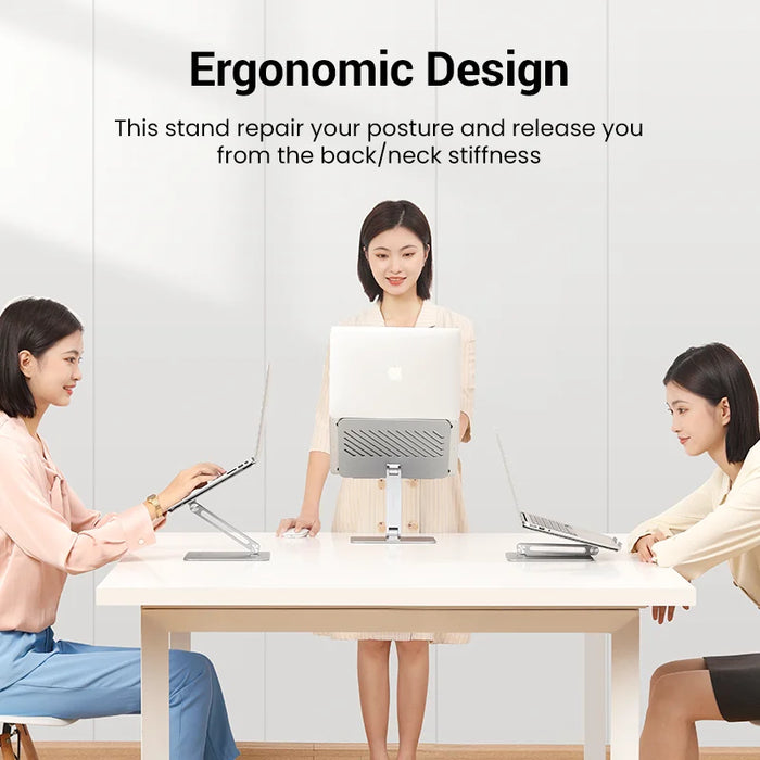 Foldable laptop stand with adjustable support for MacBook and PC