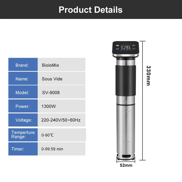Stainless Steel Sous Vide Immersion Circulator with APP Control