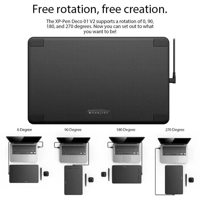 25-Cm Drawing Tablet with 8 Shortcut Keys, Tilt Support, and 8192 Pressure Levels (DECO 01V2) - FLUXA