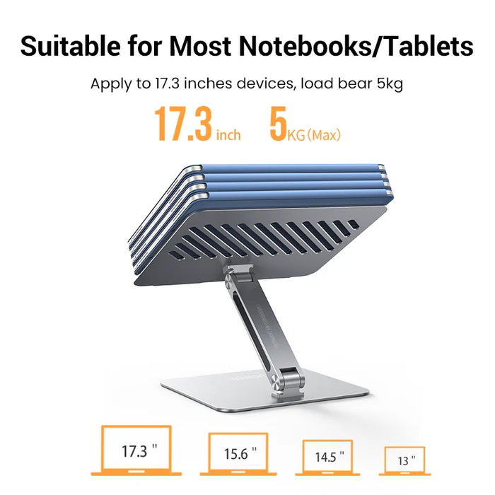 Adjustable portable laptop stand with vertical holder for MacBook and PC