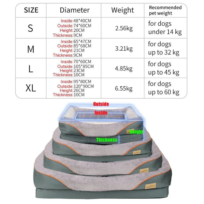M (90x68x21cm) size Orthopedic Dog Bed made from Oxford Cloth, Artificial Fleece, PP Cotton