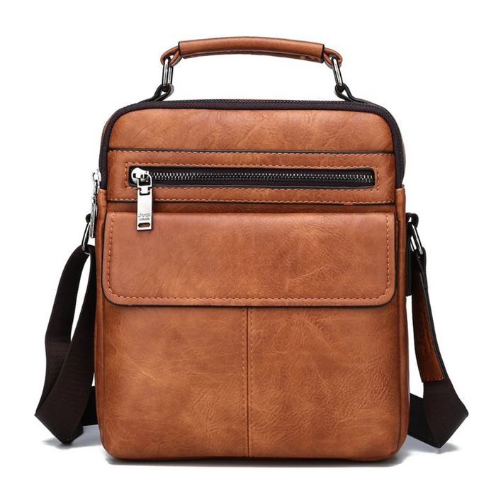 Orange Leather Crossbody Bag for Men