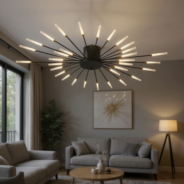 28-Head Nordic Style Black LED Ceiling Light