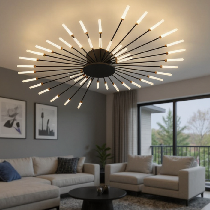 Modern 42-Head Black LED Ceiling Light Fixture