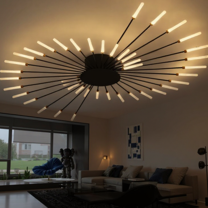 Modern 42-Head Black LED Ceiling Light Fixture