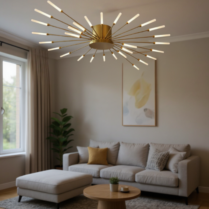Nordic Gold LED Ceiling Lamp with 28 Light Heads