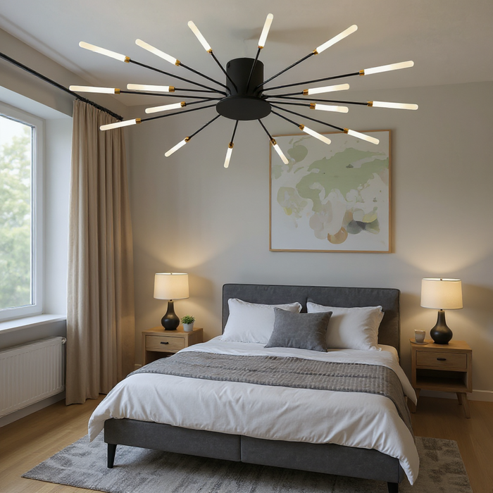 Nordic Black LED Ceiling Lamp with 18 Light Heads
