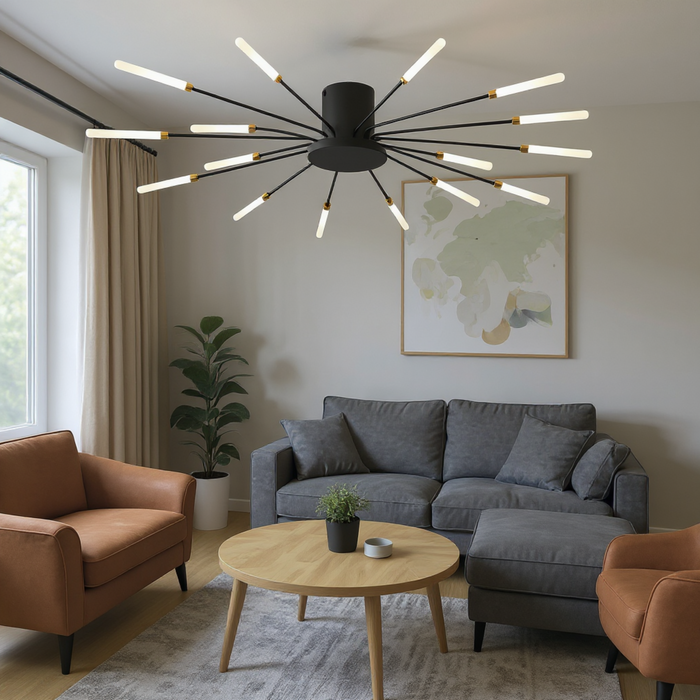 Nordic Black LED Ceiling Lamp with 18 Light Heads