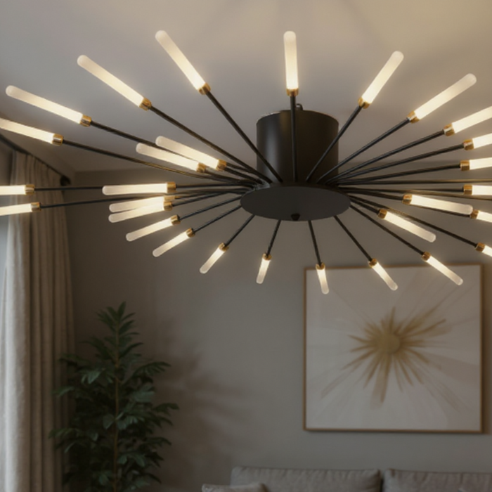 28-Head Nordic Style Black LED Ceiling Light