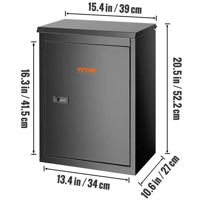 Wall Mounted Package Delivery Box - 53cm, Black, Metal - FLUXA