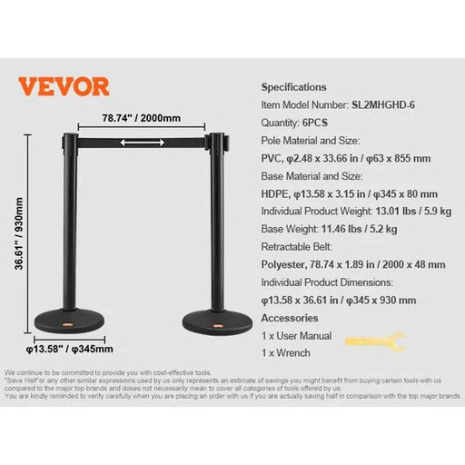 Dependable Stability Widened Plastic Bases Rubber Non-Slip Bottoms for Crowd Control Stanchions