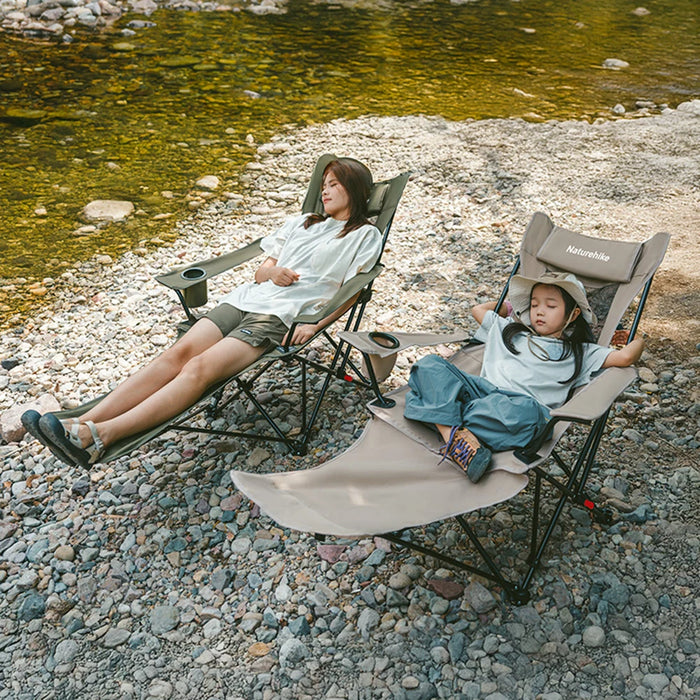 Portable Outdoor Camping Recliner Chair with Pillow – Hiking Green, 3-Position Adjustable