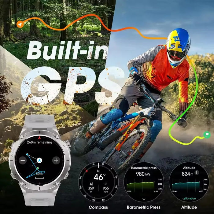 Outdoor Smartwatch with GPS, Compass, AMOLED Display & 170+ Sports Modes