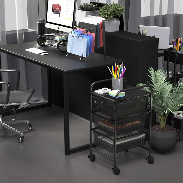 Black Rolling Storage Cart with 3 Drawers Ideal for Crafts, Art & Home Organization