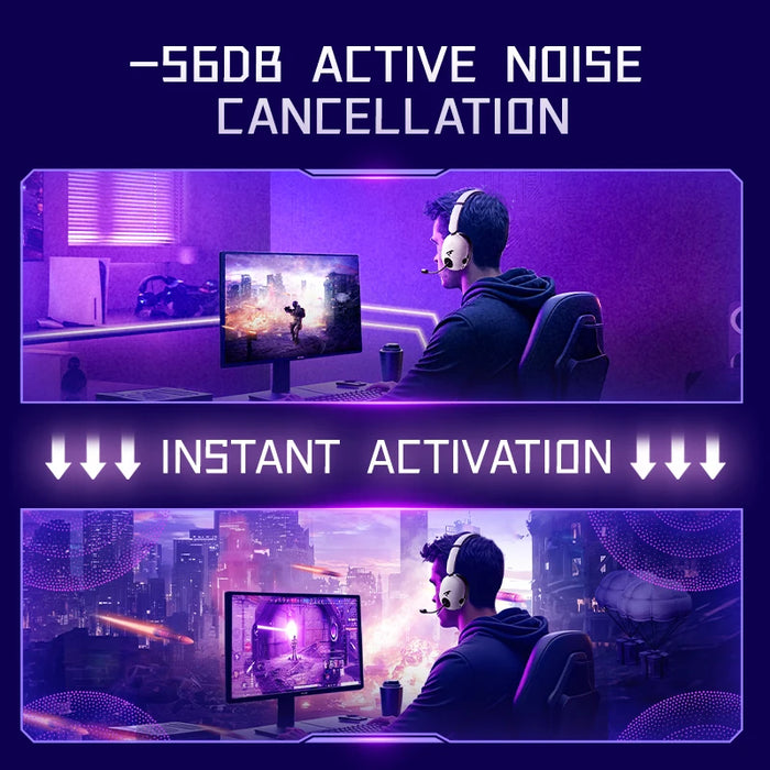 Gaming Headset with Mic Active Noise Cancelling, 40mm Driver