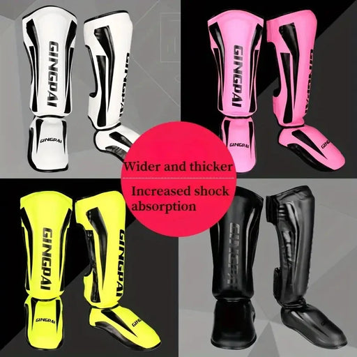 Muay Thai Leg Guard Black Large Shin Protection Kickboxing Gear for ultimate leg protection during intense training