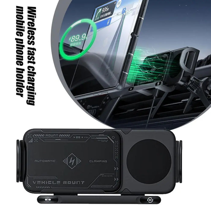 360° Car Phone Holder with Fast Wireless Charging, Black