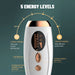 Electric IPL hair remover in white with adjustable intensity