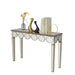 Rectangular mirrored console table with elegant gold rim and sleek design