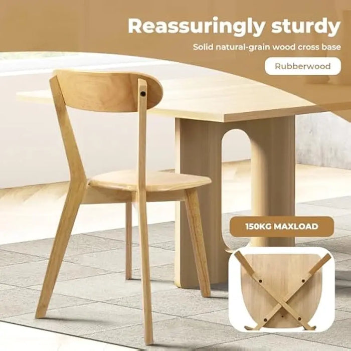 2x Oak Wooden Dining Chairs Comfortable Ergonomic Design, Multi-Purpose Indoor & Outdoor Use