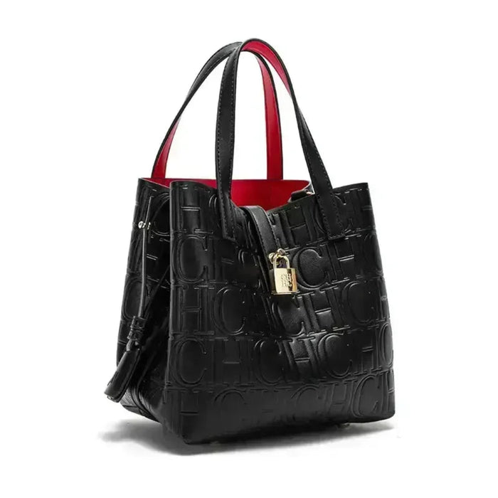 Stylish and practical black large PU leather tote bag for women