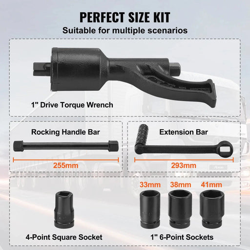 High-Strength Steel Torque Wrench with 8 Different Socket Sizes
