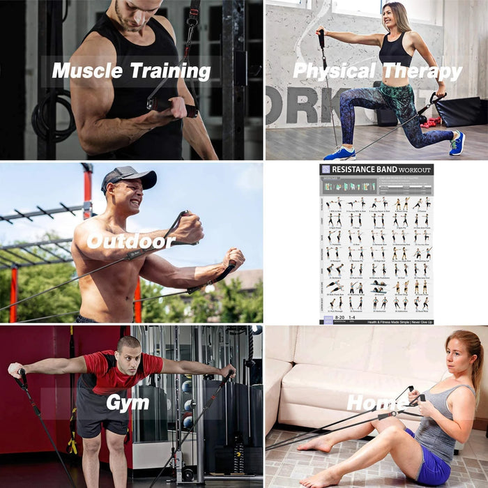 Versatile attachments including large handles, ankle straps, and door anchor