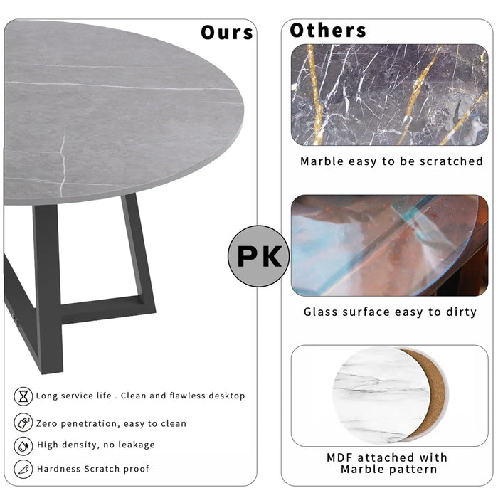 Round modern marble nesting coffee tables set of 2 stacked