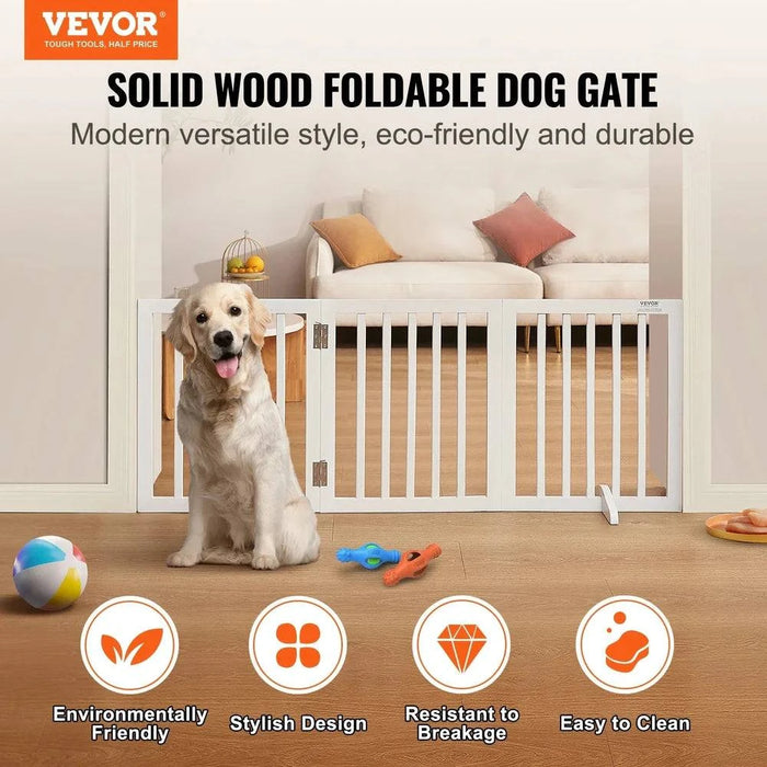 Chic and stylish freestanding dog gate with quick-release hinge system for easy width adjustment