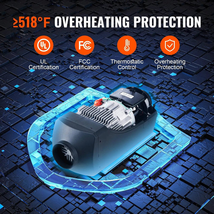 12V 8kW Diesel Air Heater with LCD Remote Control for RVs, Trailers, Campers, and Boats - Efficient and convenient heating solution for various vehicles and vessels