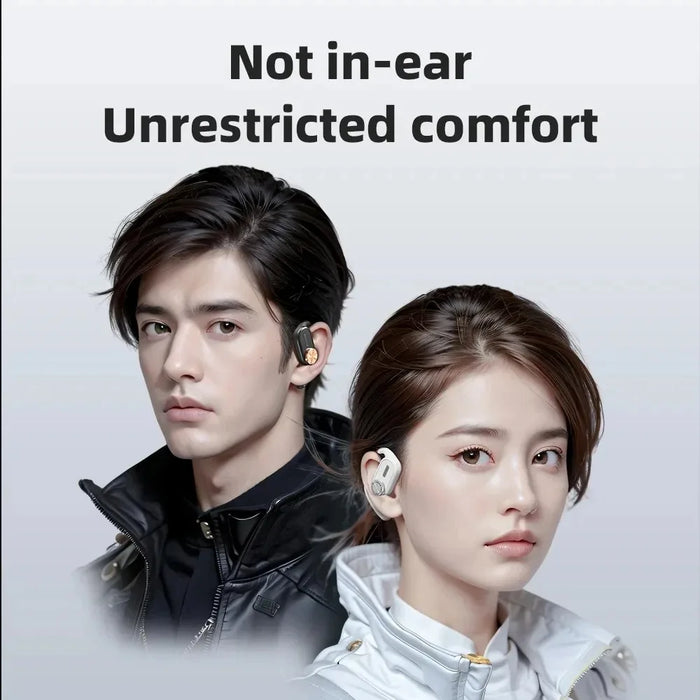 White TWS Waterproof Open-Ear Earphones for Sports & Gaming with Charging Case