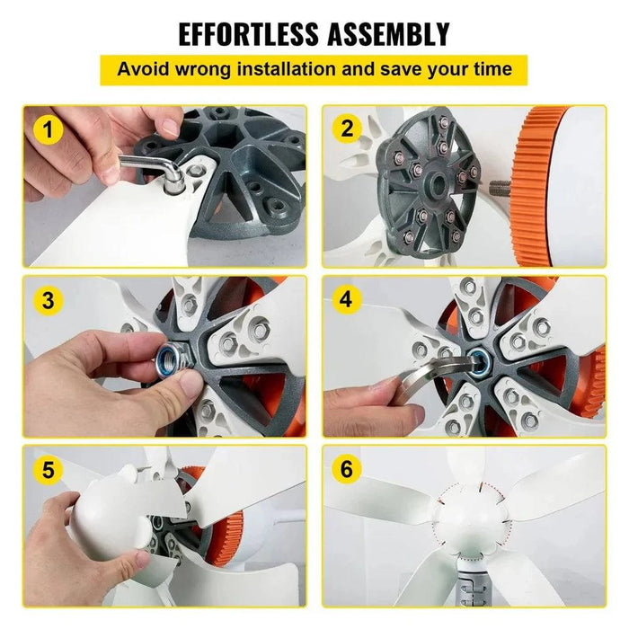Wind Turbine Generator with MPPT, Charge Controller for Home, RV, Yacht, Farm Use (500W 5 Blades, MPPT Controller 2) - FLUXA