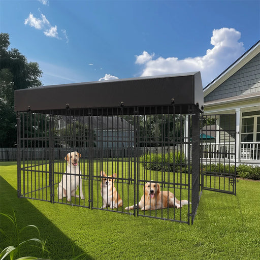 Large, sturdy metal dog kennel for indoor and outdoor use